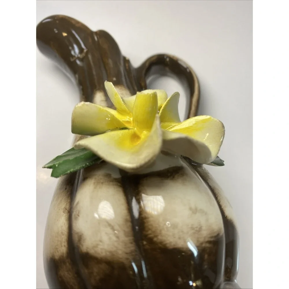 Vintage Capodimonte Porcelain Vase Brown With‎ Yellow Rose 5.8